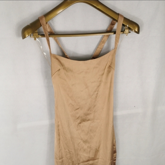 House of Cb London Gold Slinky Dress Size XS 6 8 cross back - Picture 3 of 6